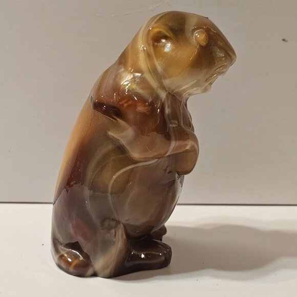 Vintage1960's Imperial Glass Caramel Slag Glass Woodchuck Gopher Figurine - Picture 3 of 8